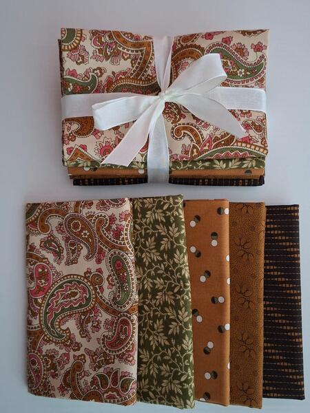 PACK 6 - tessuti americano coordinati 5 fat quarter (5 pz da 50x55 cm) 