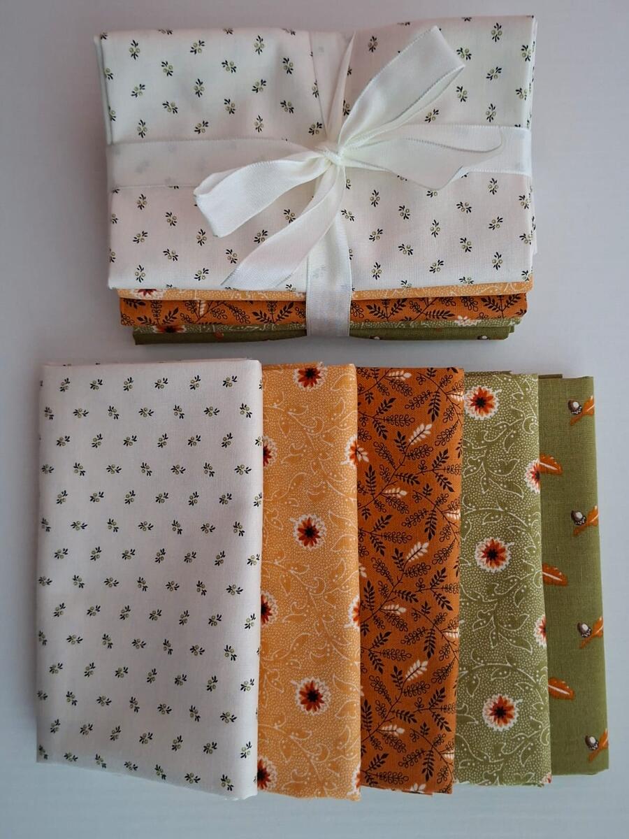 PACK 9 - tessuti americano coordinati 5 fat quarter (5 pz da 50x55 cm) 