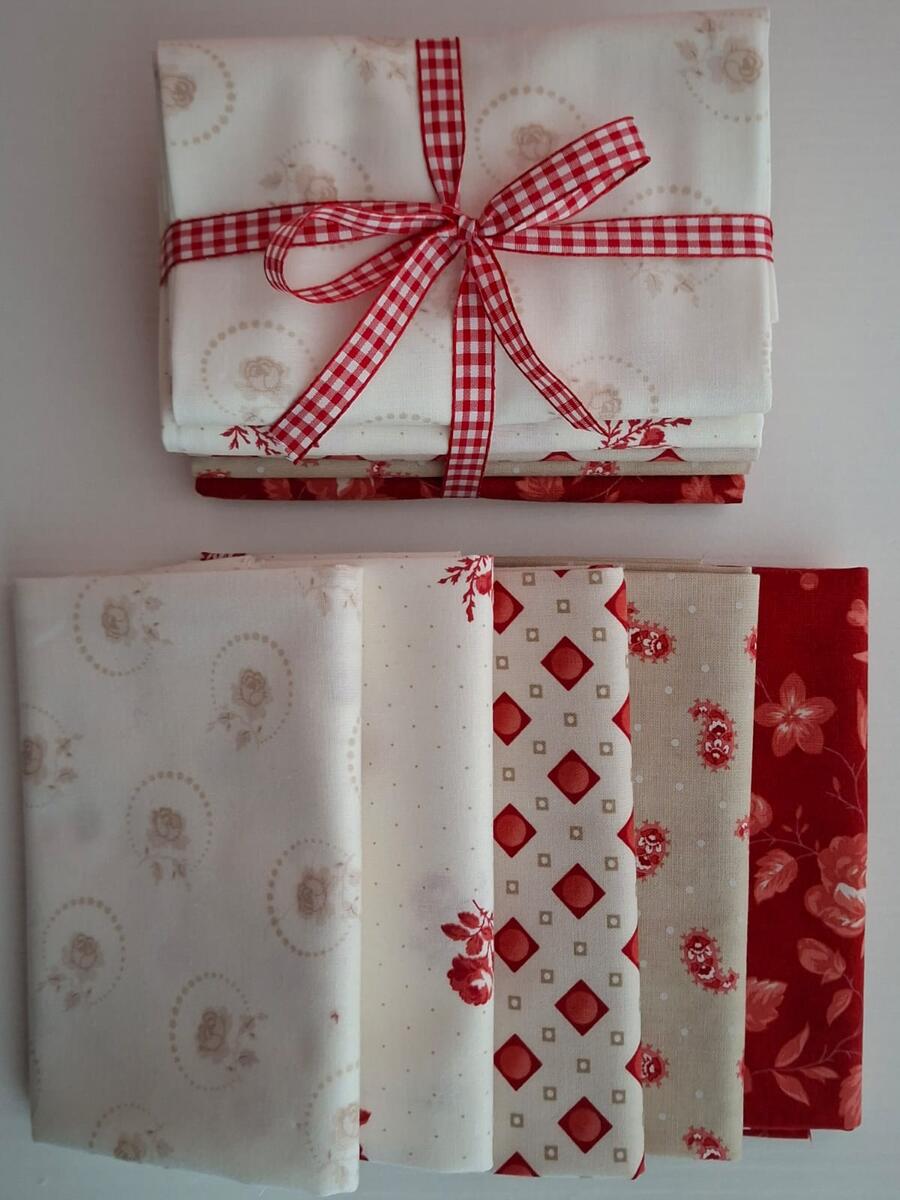 PACK 11 - tessuti americano coordinati 5 fat quarter (5 pz da 50x55 cm) 