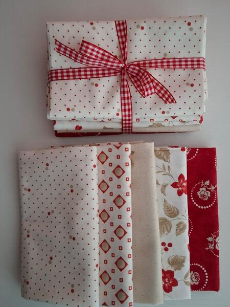 PACK 12 - tessuti americano coordinati 5 fat quarter (5 pz da 50x55 cm) 