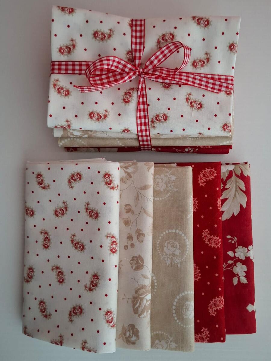PACK 13 - tessuti americano coordinati 5 fat quarter (5 pz da 50x55 cm) 