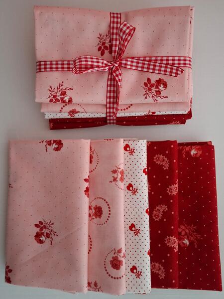 PACK 14 - tessuti americano coordinati 5 fat quarter (5 pz da 50x55 cm) 