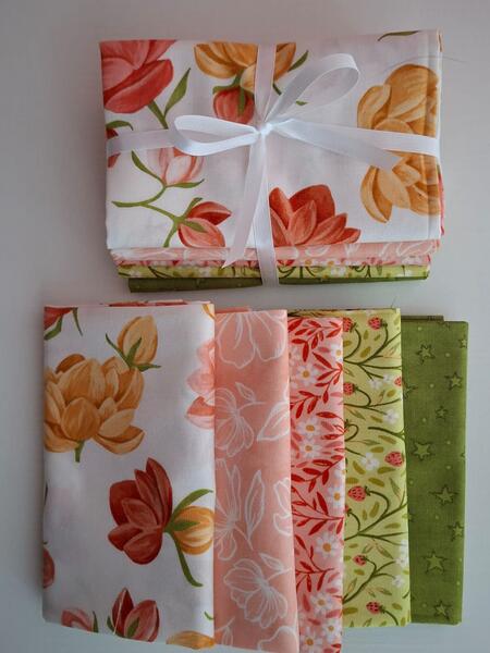 PACK 16 - tessuti americano coordinati 5 fat quarter (5 pz da 50x55 cm) 