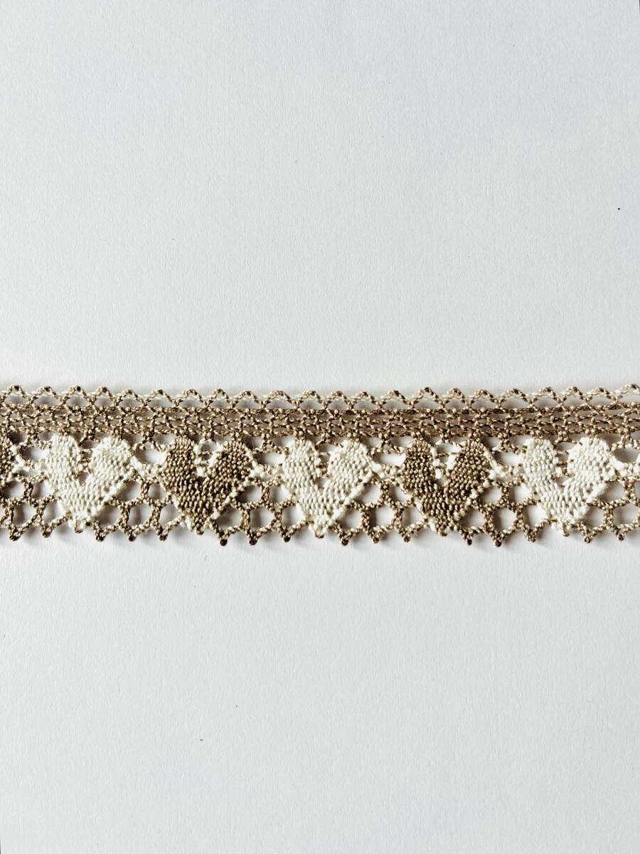 Pizzo I Nastri di Mirta Cuori  h 3 cm marrone