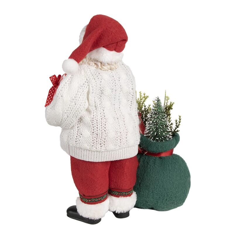 Clayre & Eef Statuetta decorativa di Natale Babbo Natale 27 cm Bianco Rosso Tessuto