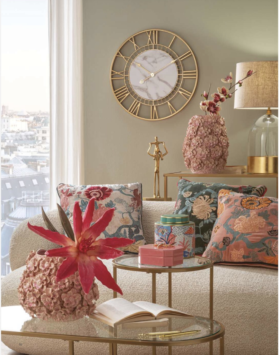 Vaso basso decorativo in gres con fiori 3D – L'Oca Nera, Collezione Fashion 2026