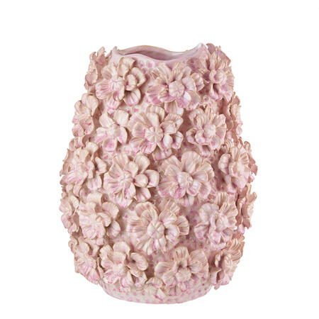 Vaso alto decorativo in gres con fiori 3D – L'Oca Nera, Collezione Fashion 2026