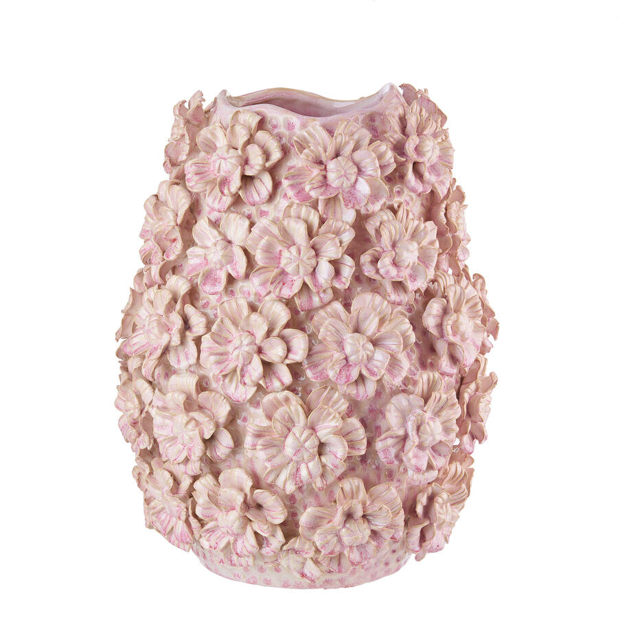 Vaso alto decorativo in gres con fiori 3D – L'Oca Nera, Collezione Fashion 2026