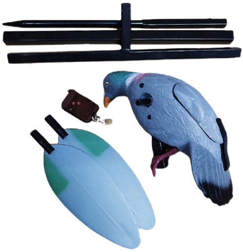 Stampo Colombaccio ad Ali Rotanti con Telecomando, esca elettronica realistica per il richiamo dei colombacci