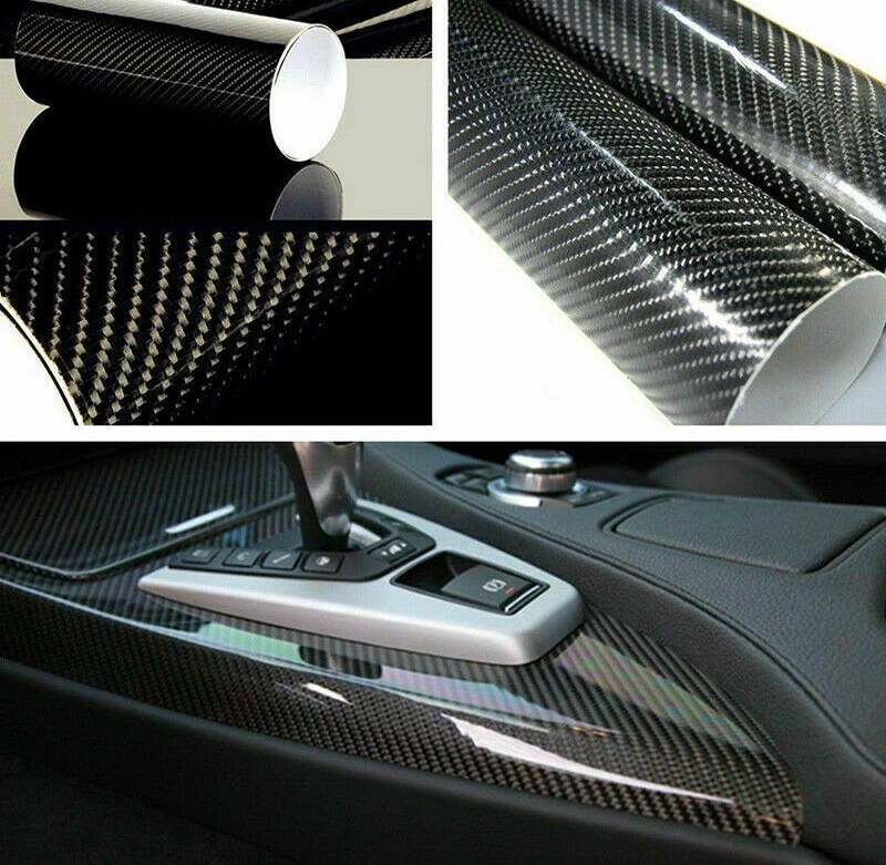 PELLICOLA IN CARBONIO 5D ADESIVO AUTO CAR WRAPPING ROTOLO 60 X 100 CM 