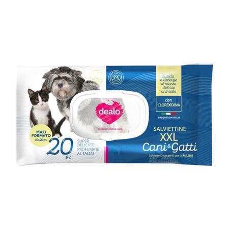 DEALO SALVIETTINE CANI E GATTI 20 PEZZI XXL (Confezione da 21 PEZZI) 