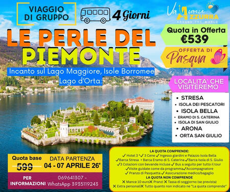  4 APRILE 2026 PASQUA LAGO MAGGIORE 4 GIORNI