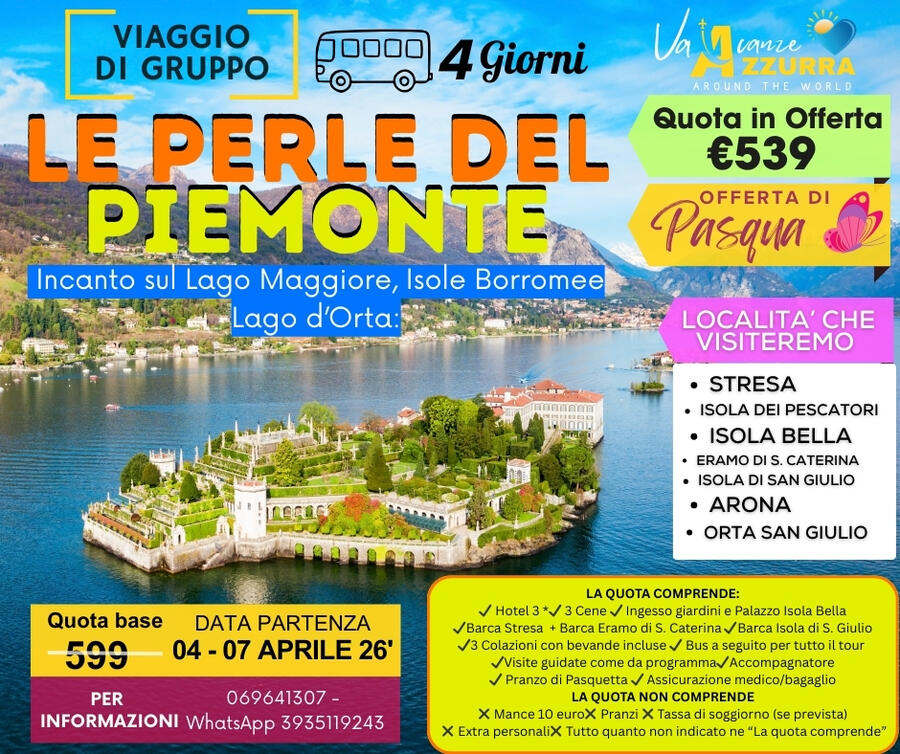  4 APRILE 2026 PASQUA LAGO MAGGIORE 4 GIORNI