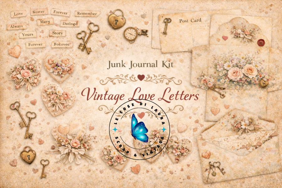 Vintage Love Letters - Kit digitale per Junk Journal