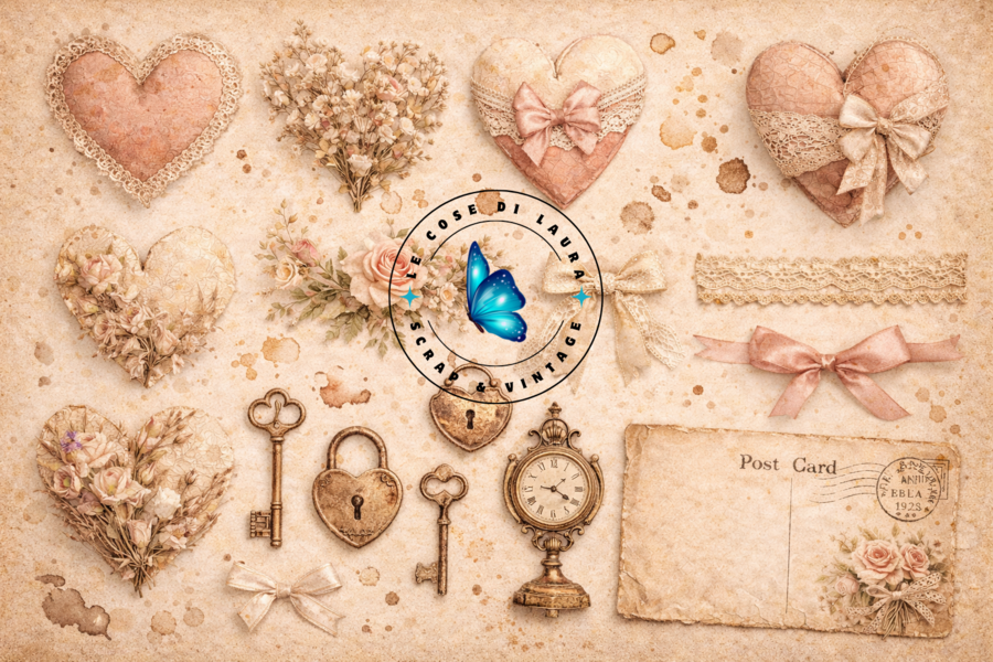 Vintage Love Letters - Kit digitale per Junk Journal