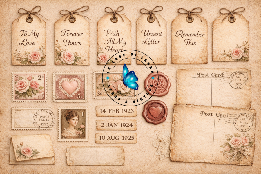 Vintage Love Letters - Kit digitale per Junk Journal