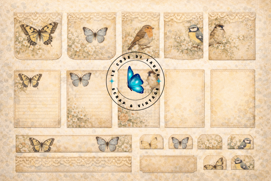 Birds & Butterflies Junk Journal Kit - digital file