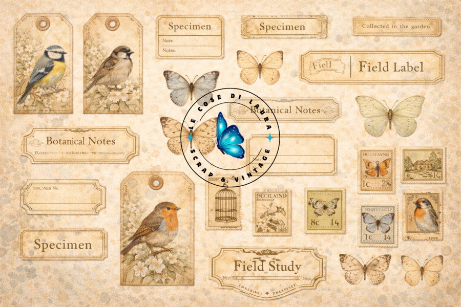 Birds & Butterflies Junk Journal Kit - digital file