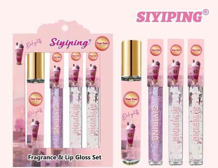 SIYIPING KIT DA 3 LIPGLOSS+1 PROFUMO (Dupe Delights Yum Yum)
 [Quantità minima è di 6 pezzi]