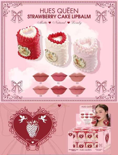 HUES QUEEN STRAMBERRY CAKE LIP BALM MATTE