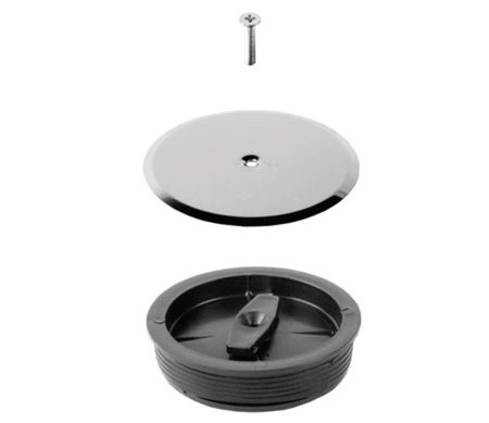 Tappo per sifone a pavimento c/piattella ø 100 con placca e viti acciaio inox