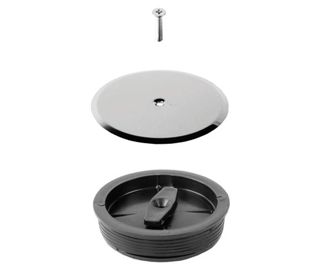 Tappo per sifone a pavimento c/piattella ø 100 con placca e viti acciaio inox