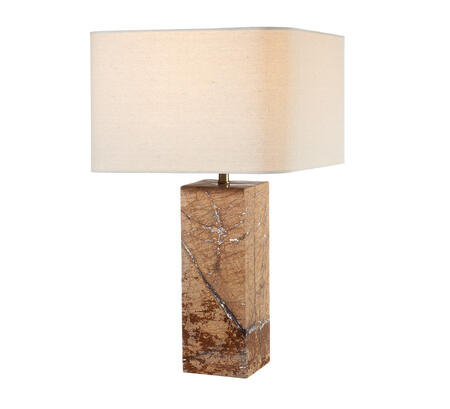 L’Oca Nera – Lampada in marmo con paralume in lino 35x35x59h