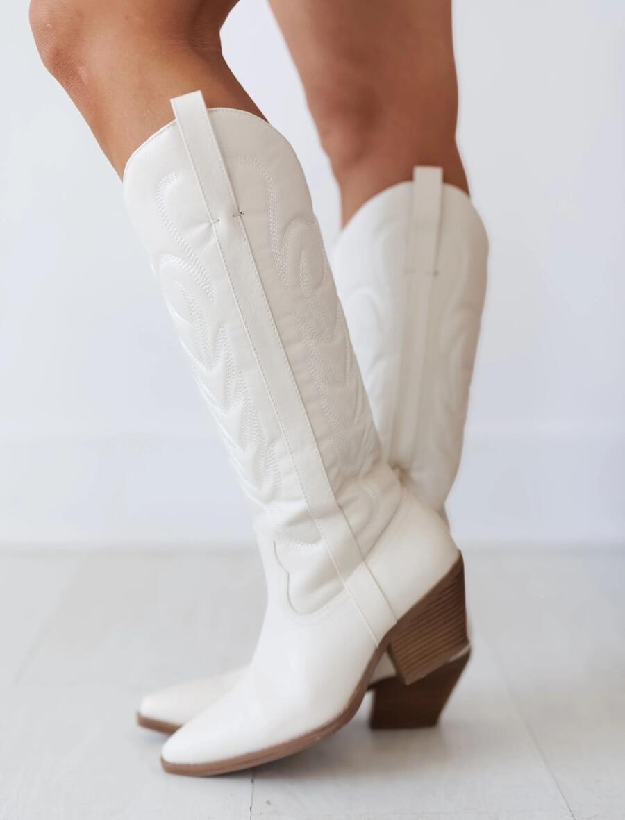 camperos ecopelle ricamato white tacco nero 36/41