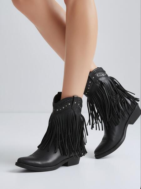 stivali ecopelle corti a caviglia con france e borchie 36/41