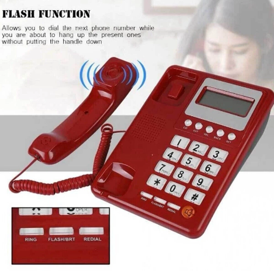 Telefono Fisso con Filo Schermo Display LCD pulsanti grandi per Casa Hotel Ufficio