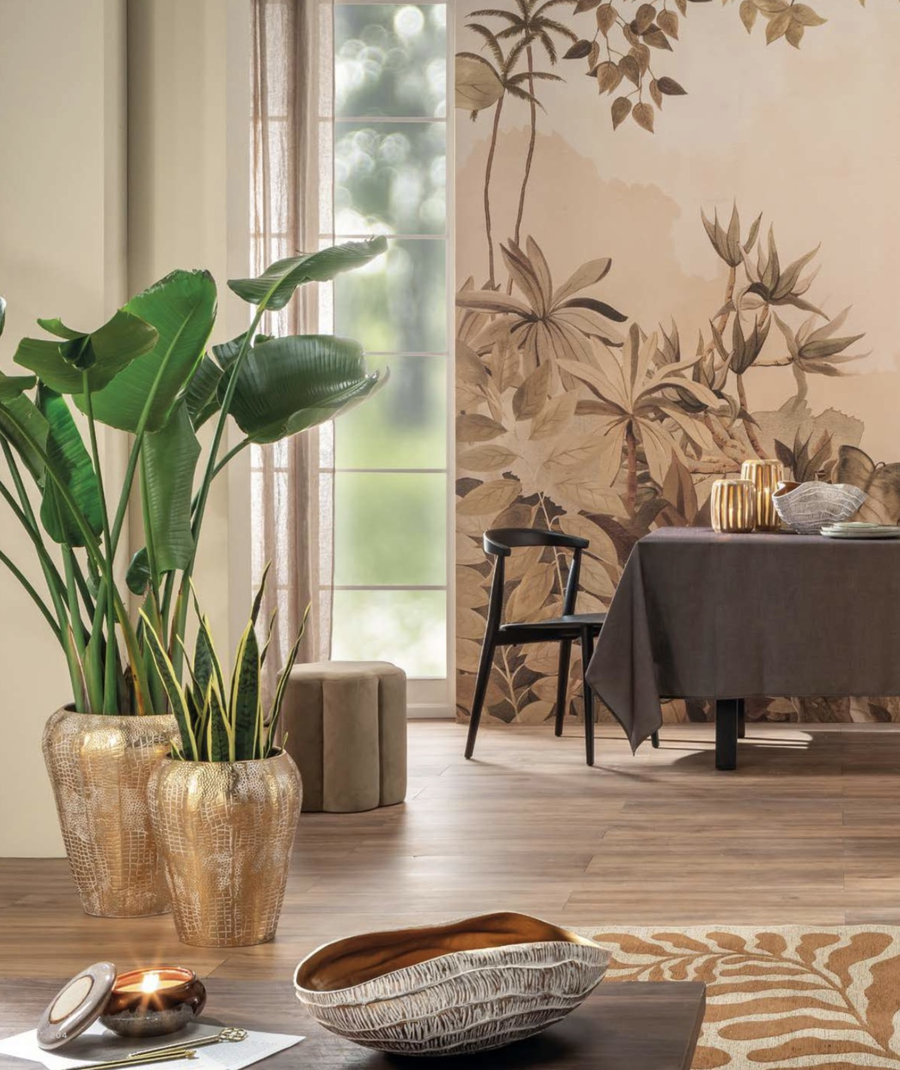 L’Oca Nera – Cachepot basso in metallo Ethno Chic ø32x41h