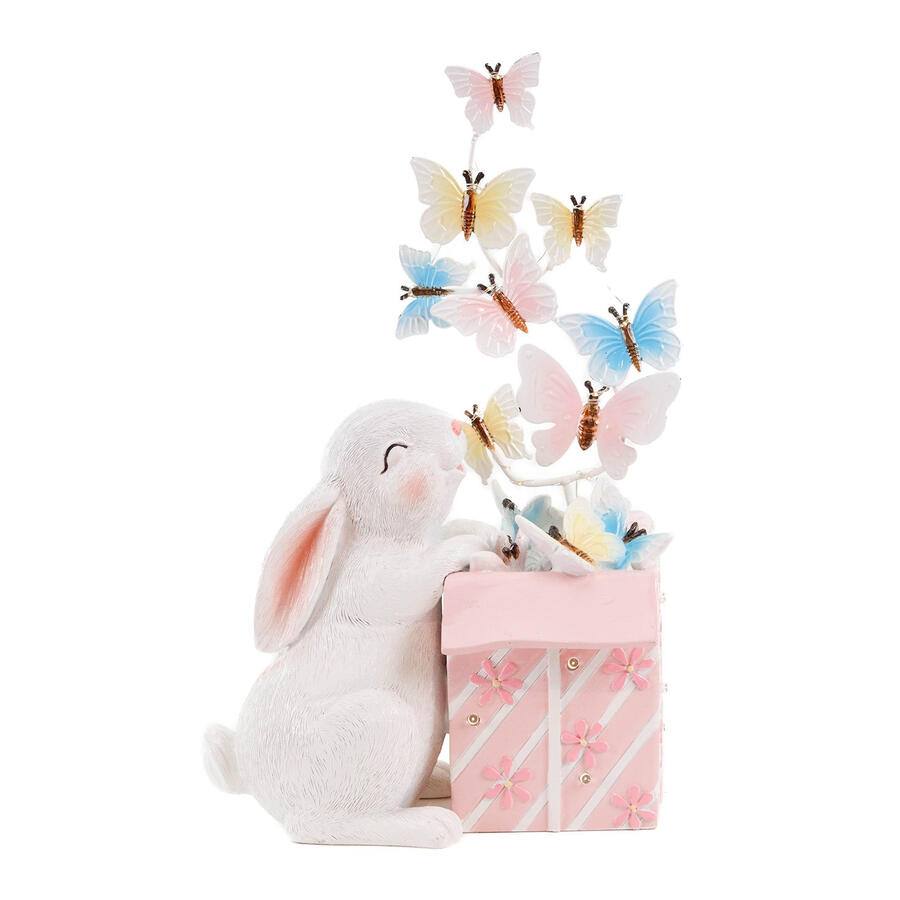 Goodwill – LED Metal Bunny con regalo e farfalle 35,5 cm