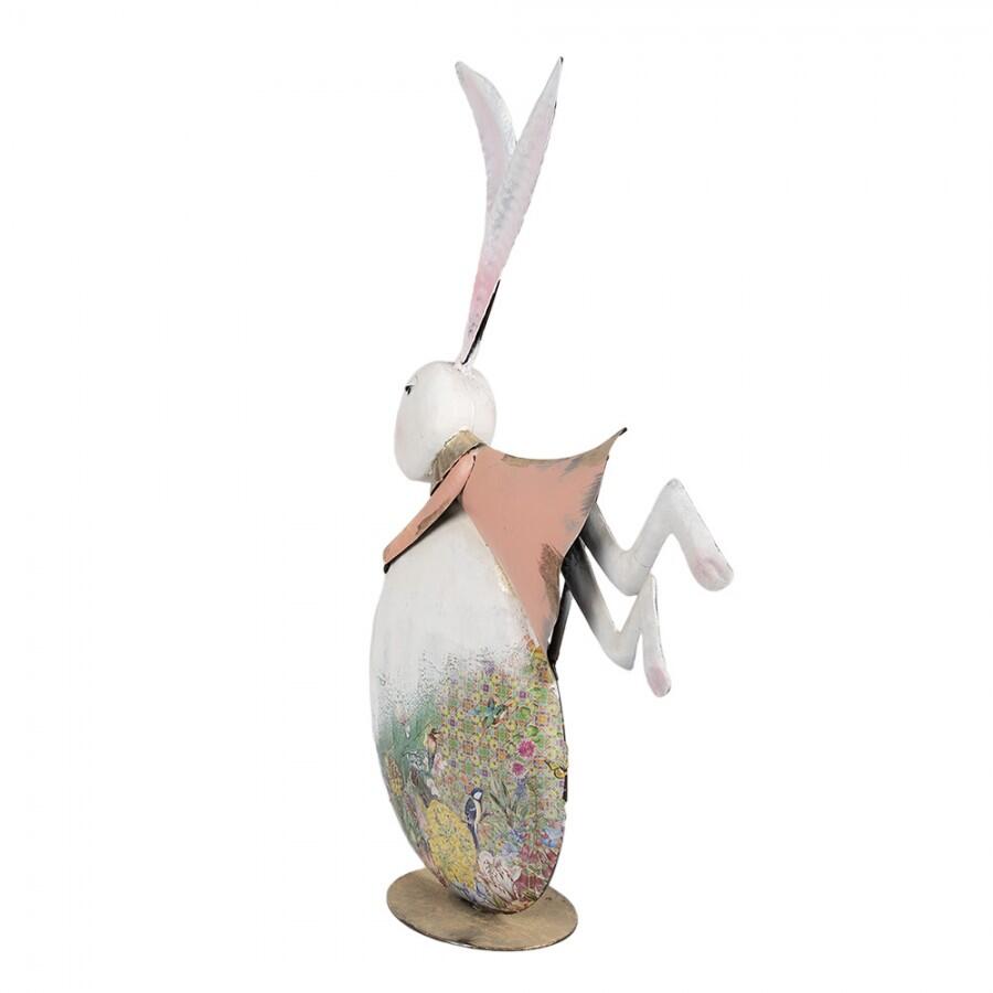 Clayre & Eef – Statuetta Decorativa Coniglietta rosa 56 cm in Metallo con Dettagli Beige