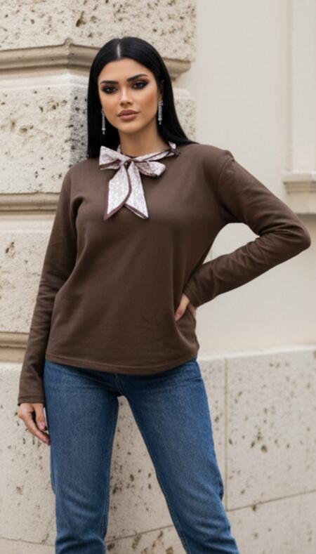 maglia caldo cotone con foular taglia unica 