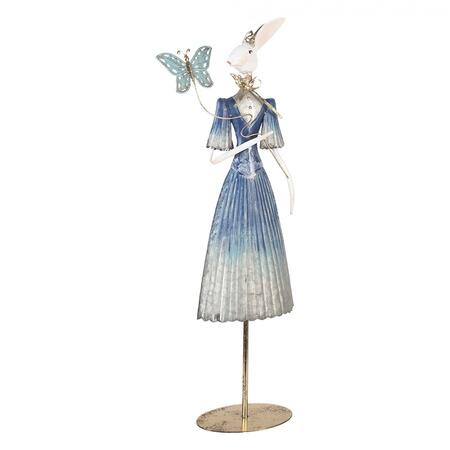 Clayre & Eef – Statuetta Decorativa Coniglio 73 cm in Metallo Bianco