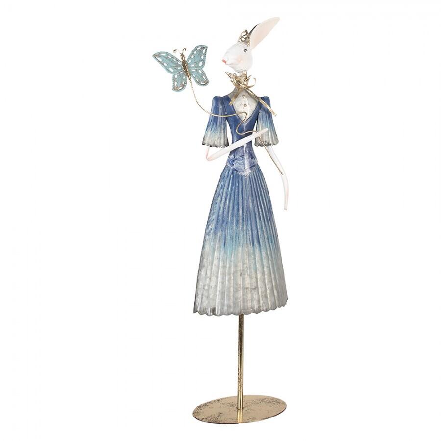 Clayre & Eef – Statuetta Decorativa Coniglio 73 cm in Metallo Bianco