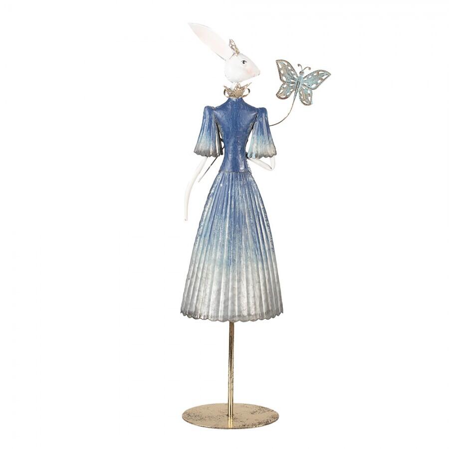 Clayre & Eef – Statuetta Decorativa Coniglio 73 cm in Metallo Bianco