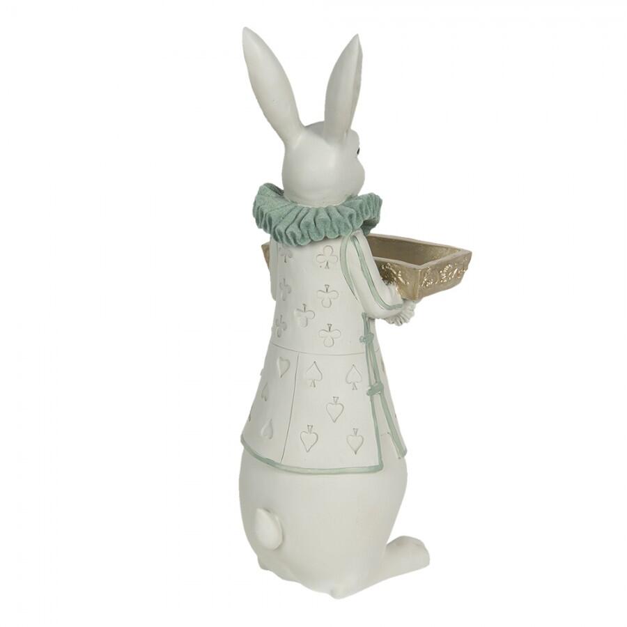 Clayre & Eef - Statuetta Coniglio Fiabesco con Cuore Dorato 37 cm in Polyresin – Bianco e Verde Pastello