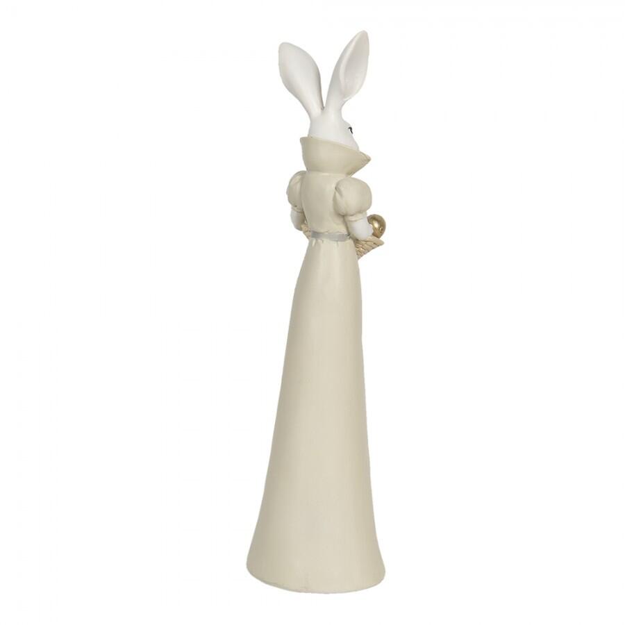 Clayre & Eef – Statuetta Coniglietta Elegante con Cestino di Uova Dorate 37 cm in Polyresin