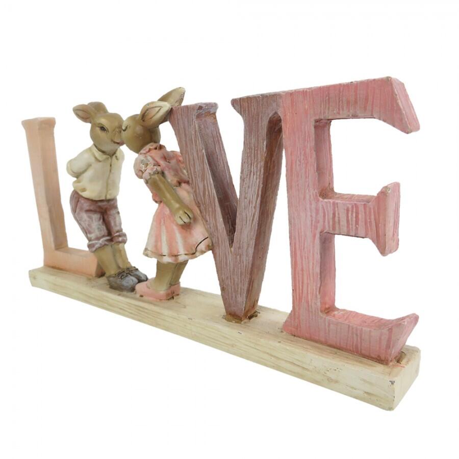Clayre & Eef – Statuetta LOVE con Conigli Innamorati 19 cm in Polyresin