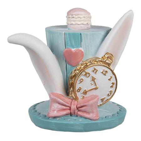 Clayre & Eef – Tazzina Fiabesca con Orecchie di Coniglio, Orologio e Macaron in Polyresin