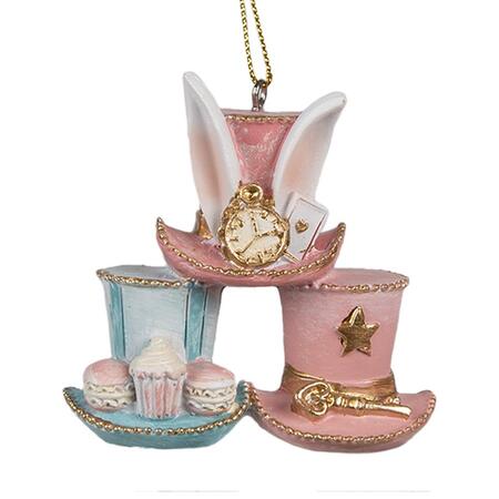 Clayre & Eef – Ciondolo Fiabesco con Cappelli Impilati, Orologio e Dettagli Magici in Polyresin