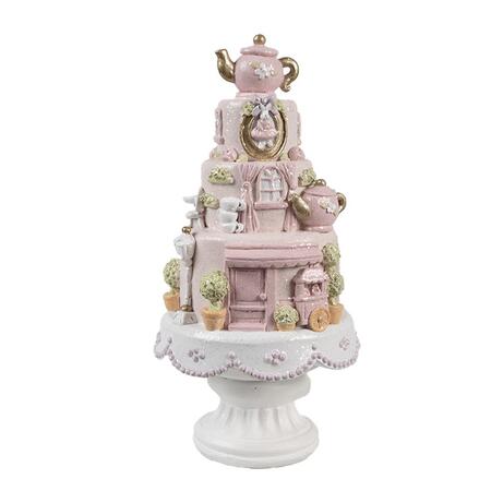 Clayre & Eef – Torta Decorativa Rosa con Dettagli Fiabeschi in Polyresin