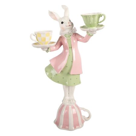 Clayre & Eef – Coniglietto Elegante con Tazzine su Tazza Decorativa in Polyresin