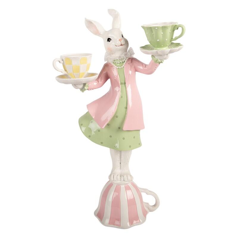 Clayre & Eef – Coniglietto Elegante con Tazzine su Tazza Decorativa in Polyresin