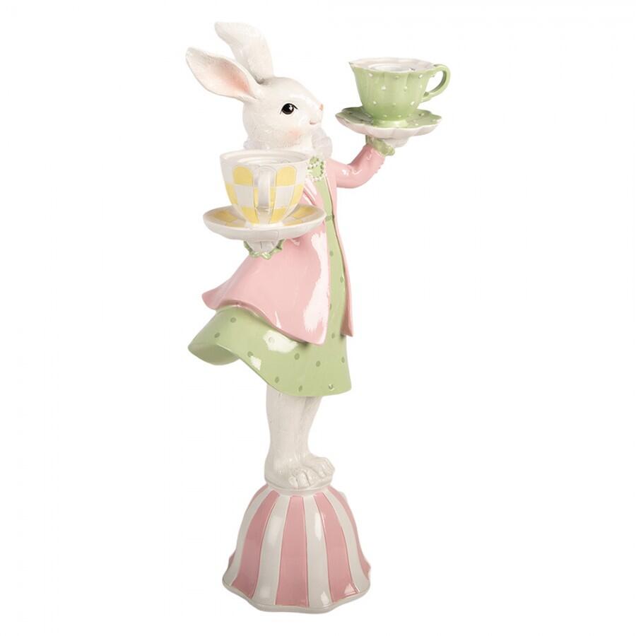 Clayre & Eef – Coniglietto Elegante con Tazzine su Tazza Decorativa in Polyresin