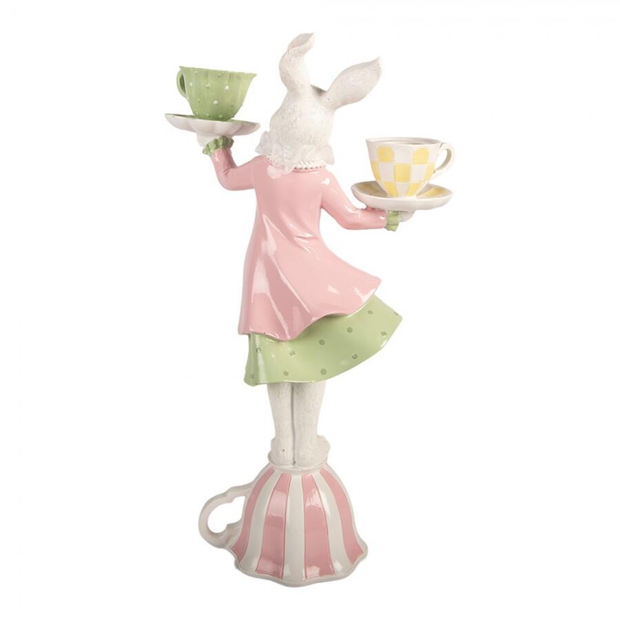 Clayre & Eef – Coniglietto Elegante con Tazzine su Tazza Decorativa in Polyresin