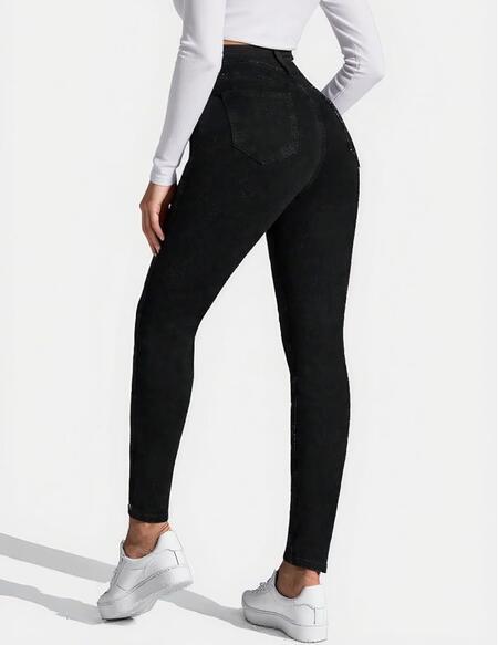 Pantalone jeansato nero elasticizzato taglie S-XL