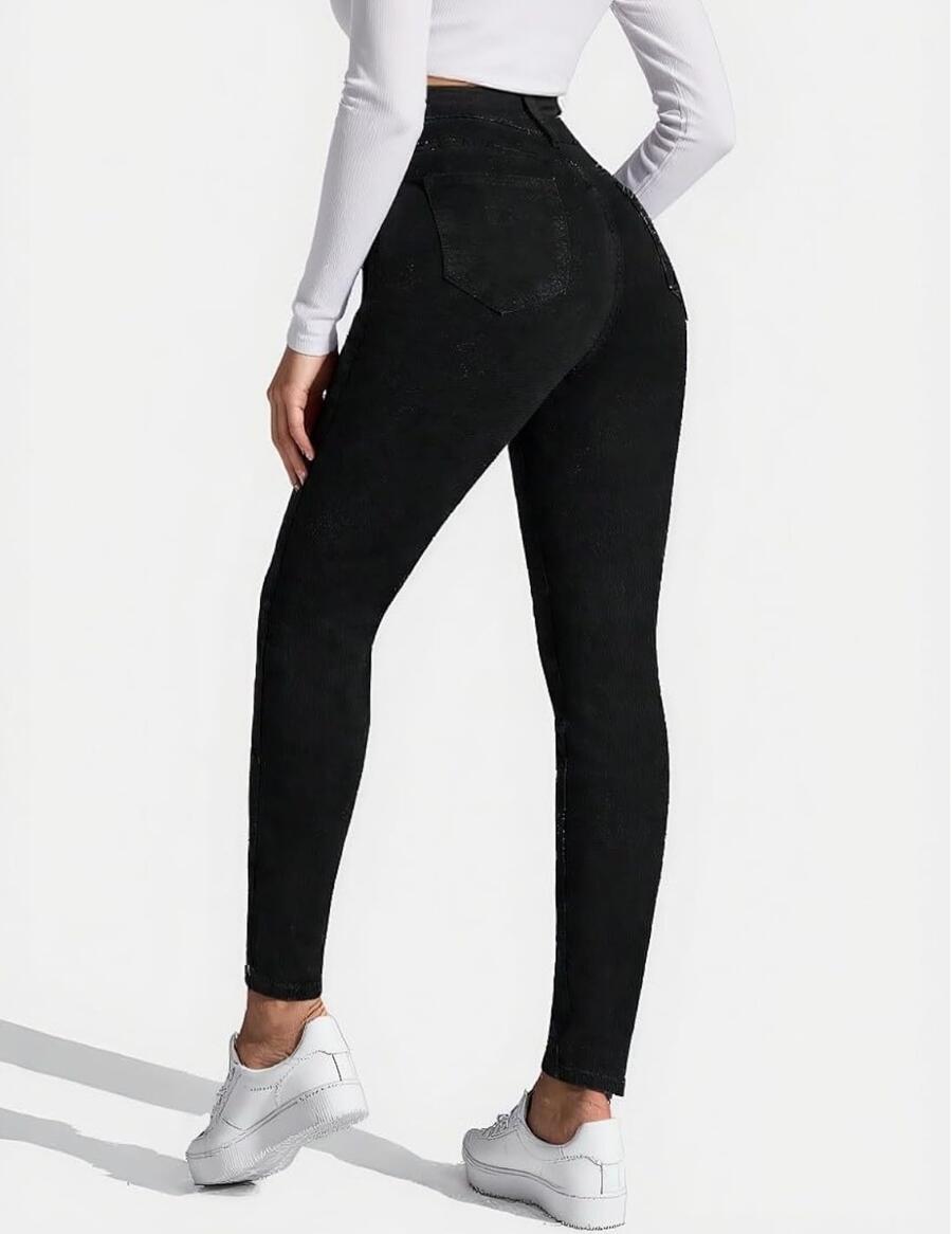 Pantalone jeansato nero elasticizzato taglie S-XL