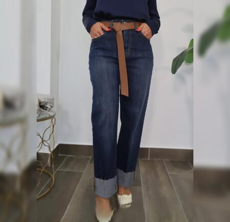 Jeans blu con piegone alto taglie dalla XS alla XL